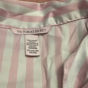 Victoria's Secret Light Pink and White Striped Pajama Top with shorts